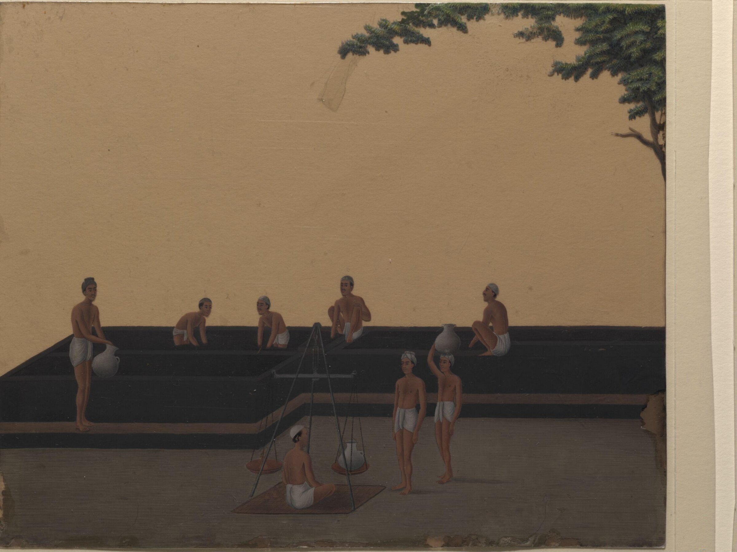 One of nineteen drawings illustrating processes in the manufacture of opium at the Opium Factory at Gulzarbagh, Patna, in Bihar., Shiva Lal, ca.1857