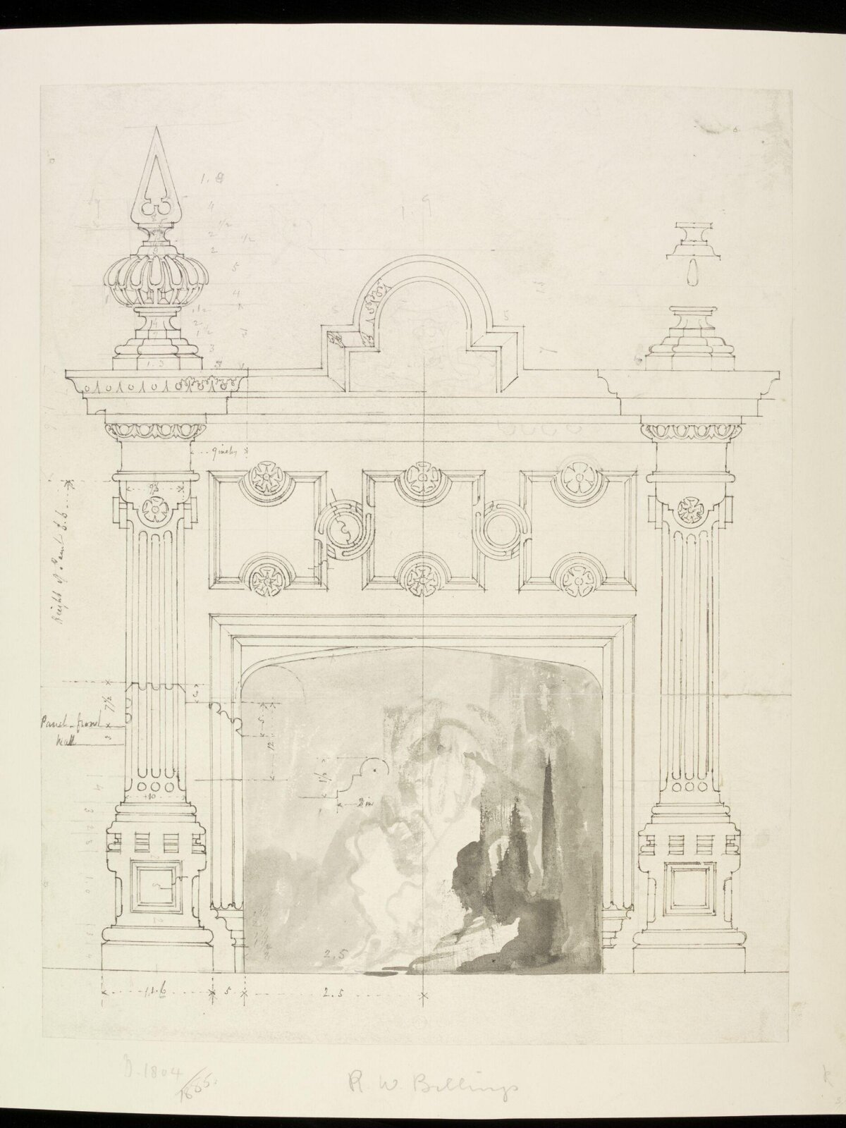 Drawing, Robert William Billings, mid 19th century