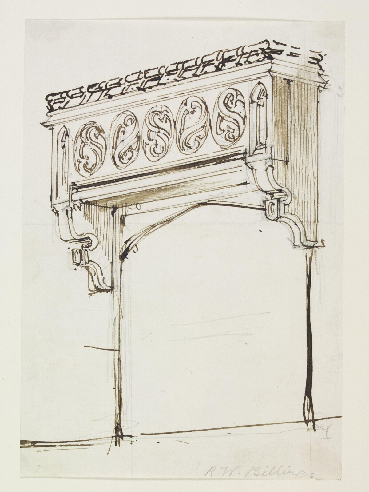Drawing, Robert William Billings, mid 19th century