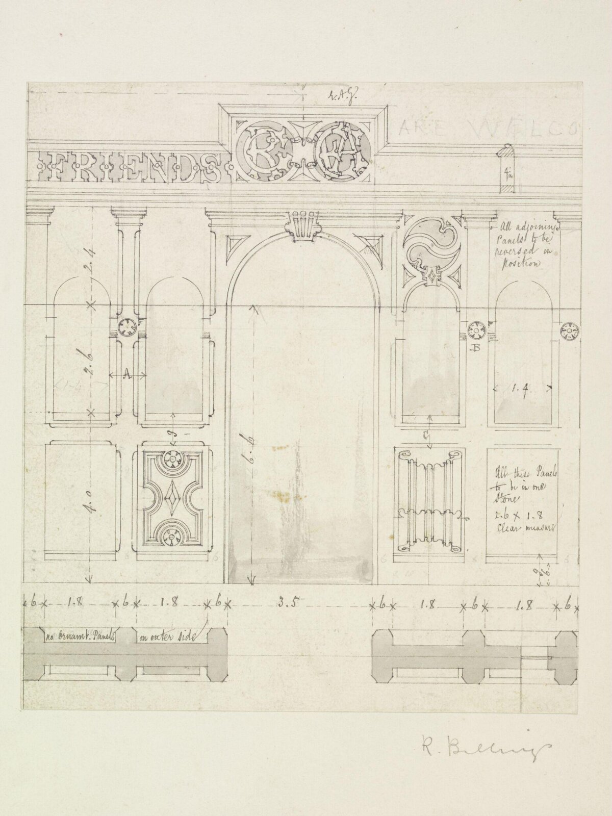 Drawing, Robert William Billings, mid 19th century