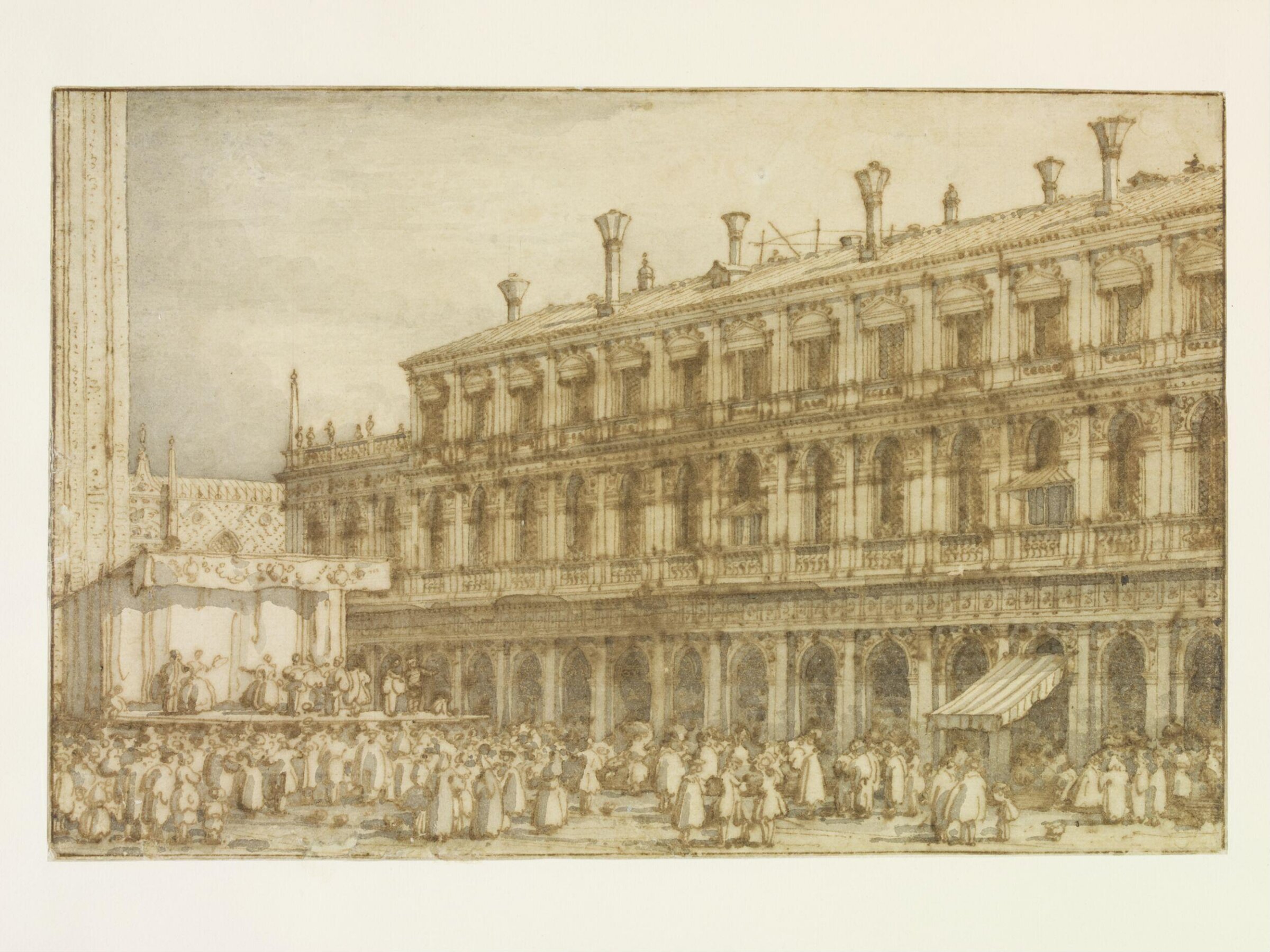A performance of the Commedia dell'Arte in the Piazza San Marco, Giovanni Antonio Canaletto, 1697-1768