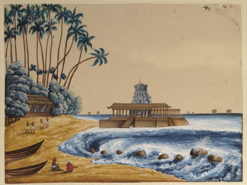 One of sixteen paintings of South Indian temples.