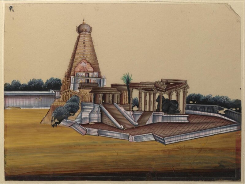 One of sixteen paintings of unidentified South Indian temples.