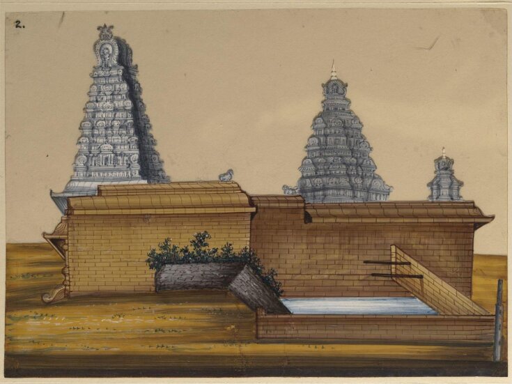 One of sixteen paintings of unidentified South Indian temples. top image