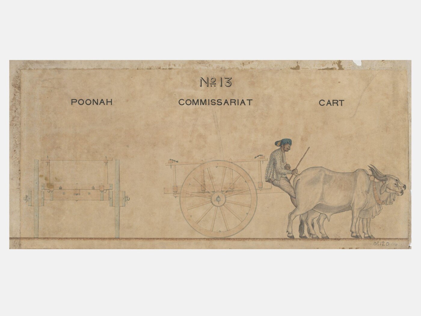 Unknown, One of twenty-one drawings of various types of indigenous conveyance in Poona showing side view and section.