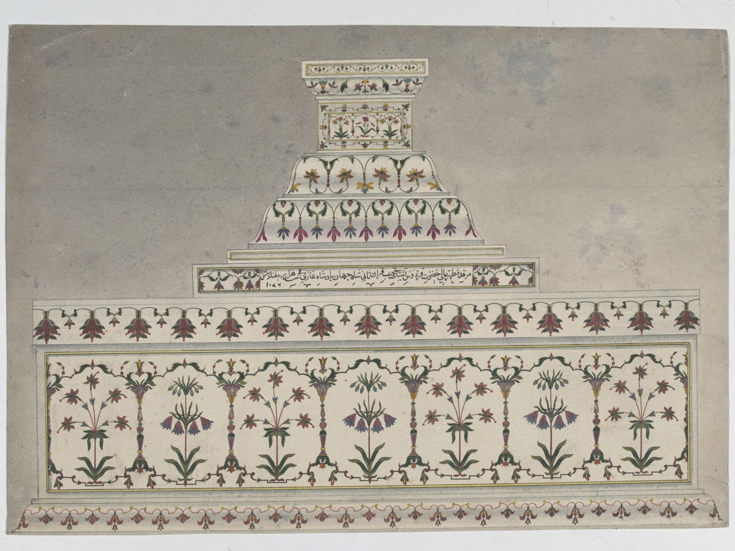 Decorative work on the cenotaph of Shah  Jahan, Taj Mahal, Agra, ca.1820