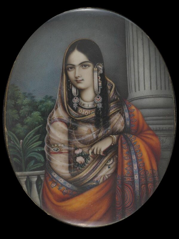 One of eleven bust portraits depicting Mughal ladies and princesses.