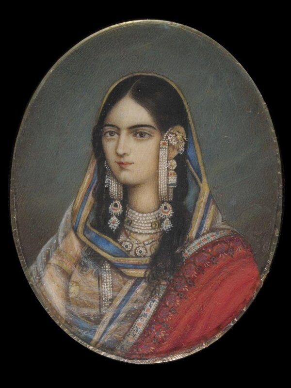 One of eleven bust portraits depicting Mughal ladies and princesses.