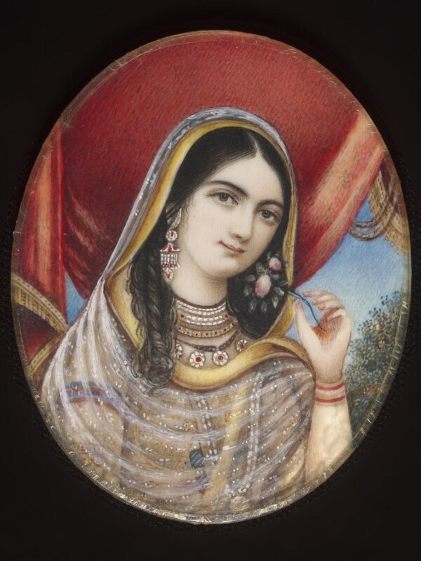 One of eleven bust portraits depicting Mughal ladies and princesses.