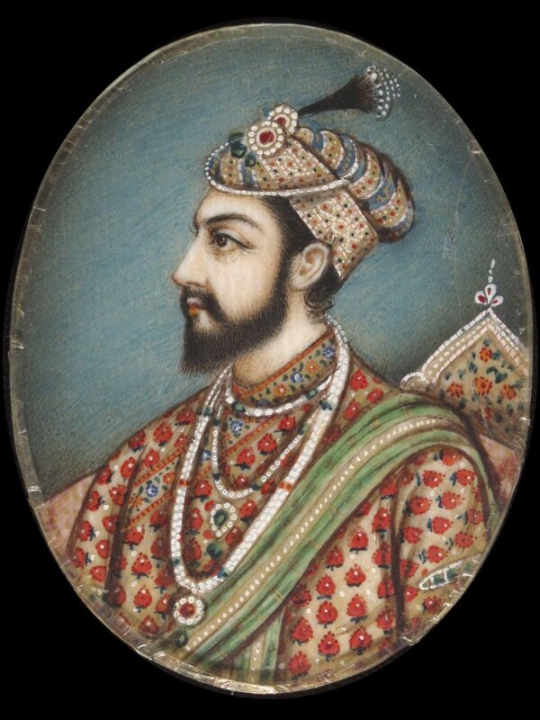 Four miscellaneous miniatures of Mughal emperors and an unidentified ruler. 