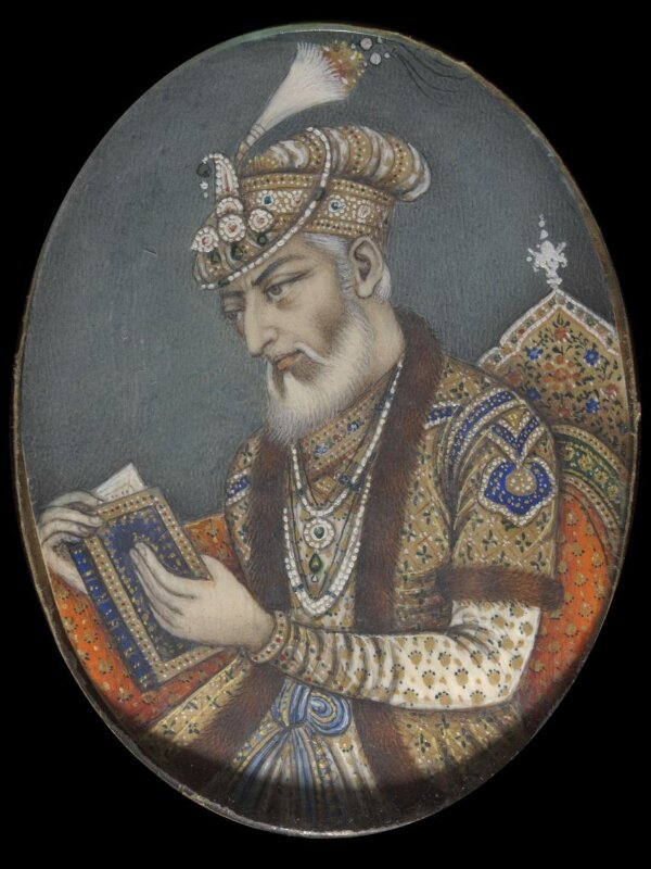 Four miscellaneous miniatures of Mughal emperors and an unidentified ruler. 