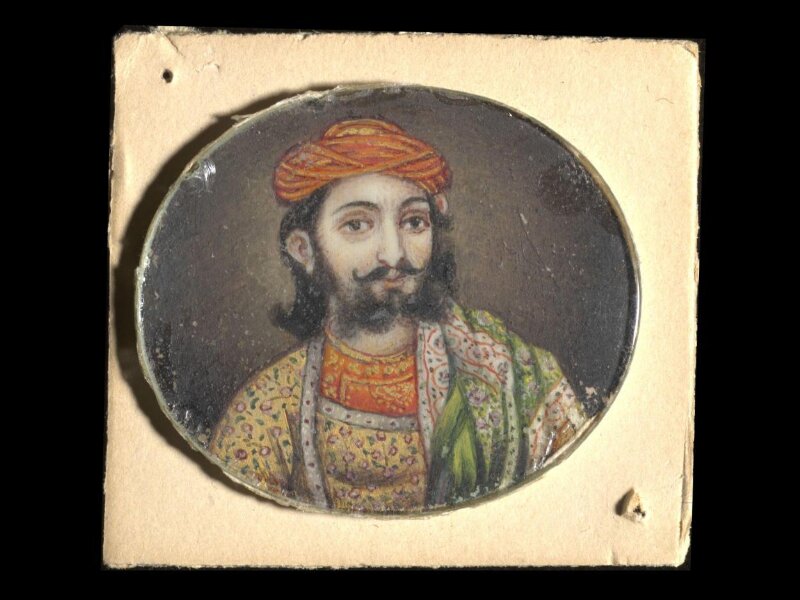 Four miscellaneous miniatures of Mughal emperors and an unidentified ruler. 