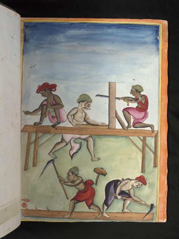 Five carpenters at work