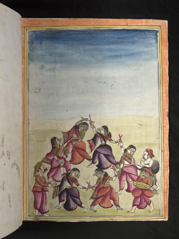 Six Girls performing the stick dance