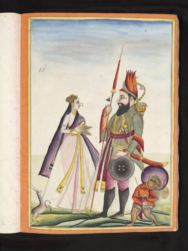 A Mughal warrior and his wife