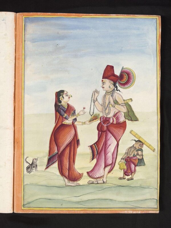 A Brahmin with his wife, child and cat