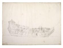 Hull of the Dutch Ship Klein Hollandia; Broadside View thumbnail 1