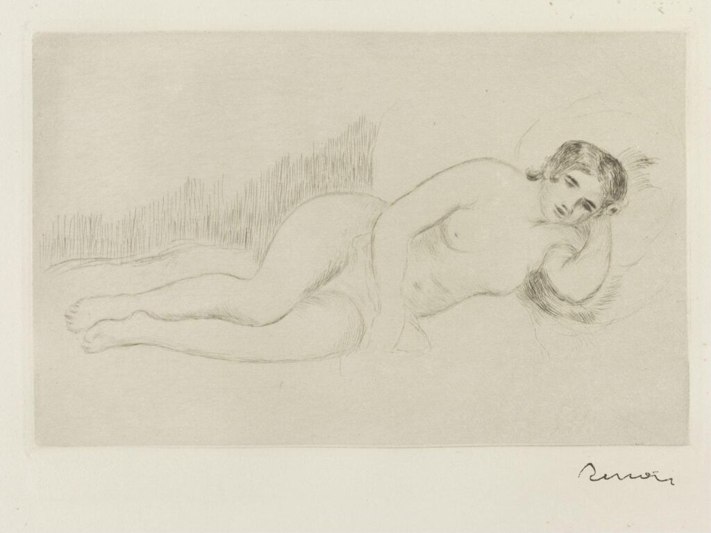 Femme nue couchée (tournée à droite) by Renoir