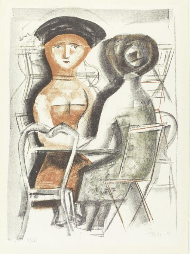 Donne al Caffè (1952) by Massimo Campigli