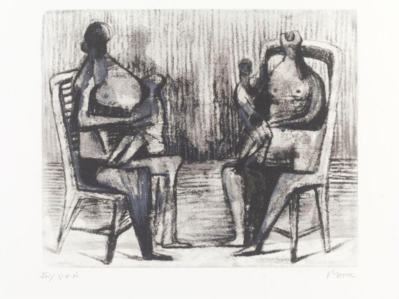 Henry Moore, Two Seated Figures with Children