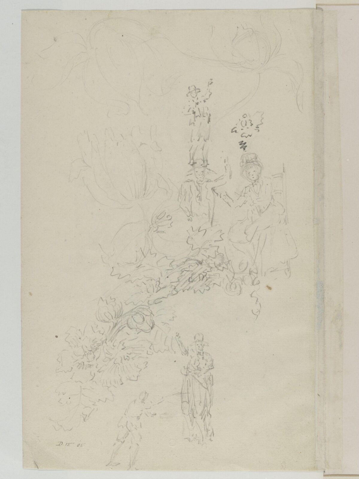 recto: Floral Still-life on a Decorative Wall Bracket, 18th century