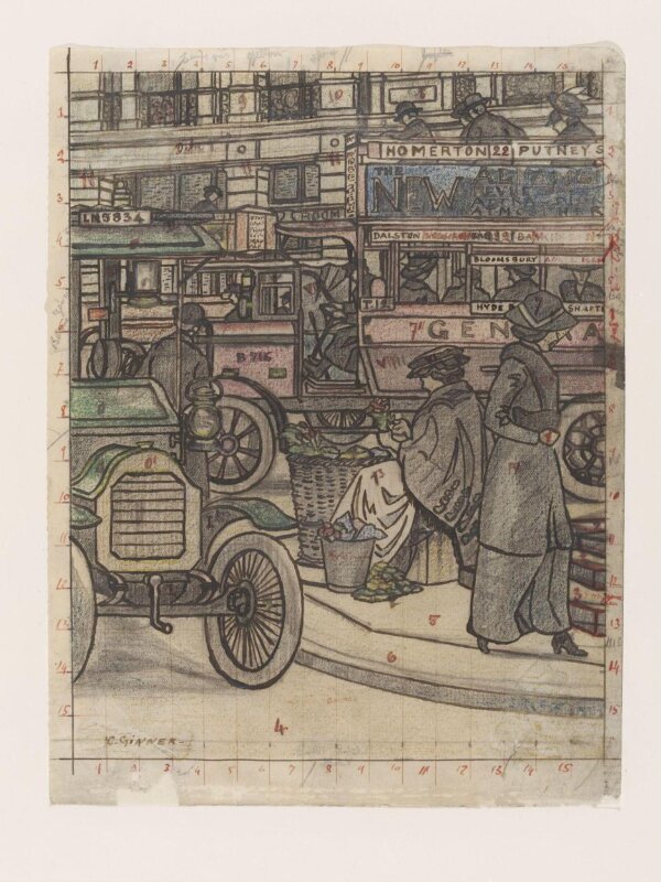 チャールズ・ジナー、ピカデリー・サーカス、希少な画集より Piccadilly Circus', Charles Ginner, 1912 | Tate