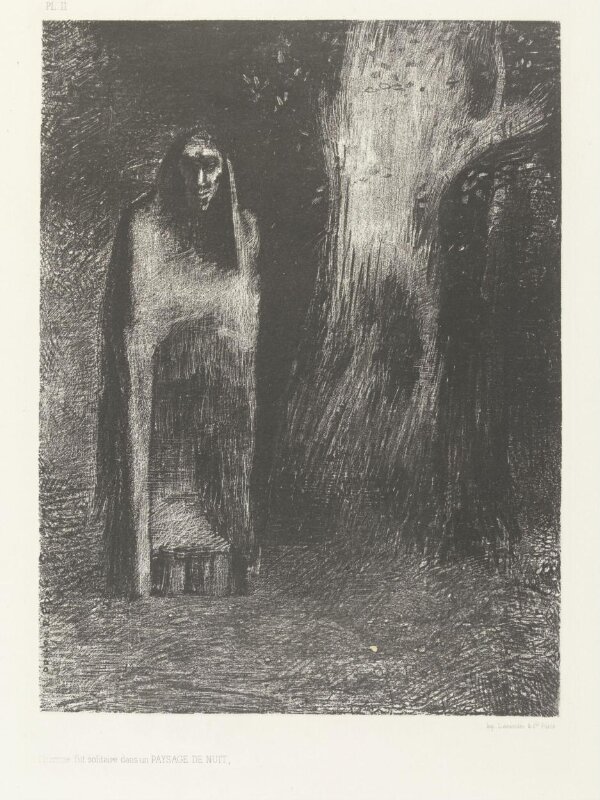 L'homme fut solitaire dans un Paysage de Nuit