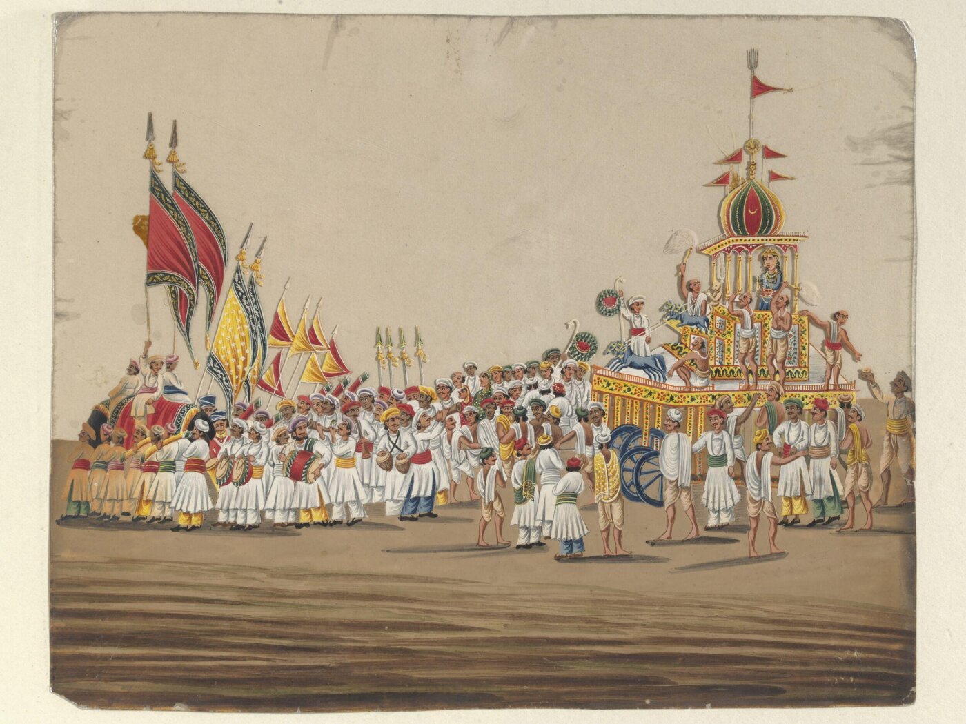 Unknown, One of two drawings depicting procession scenes in Patna.