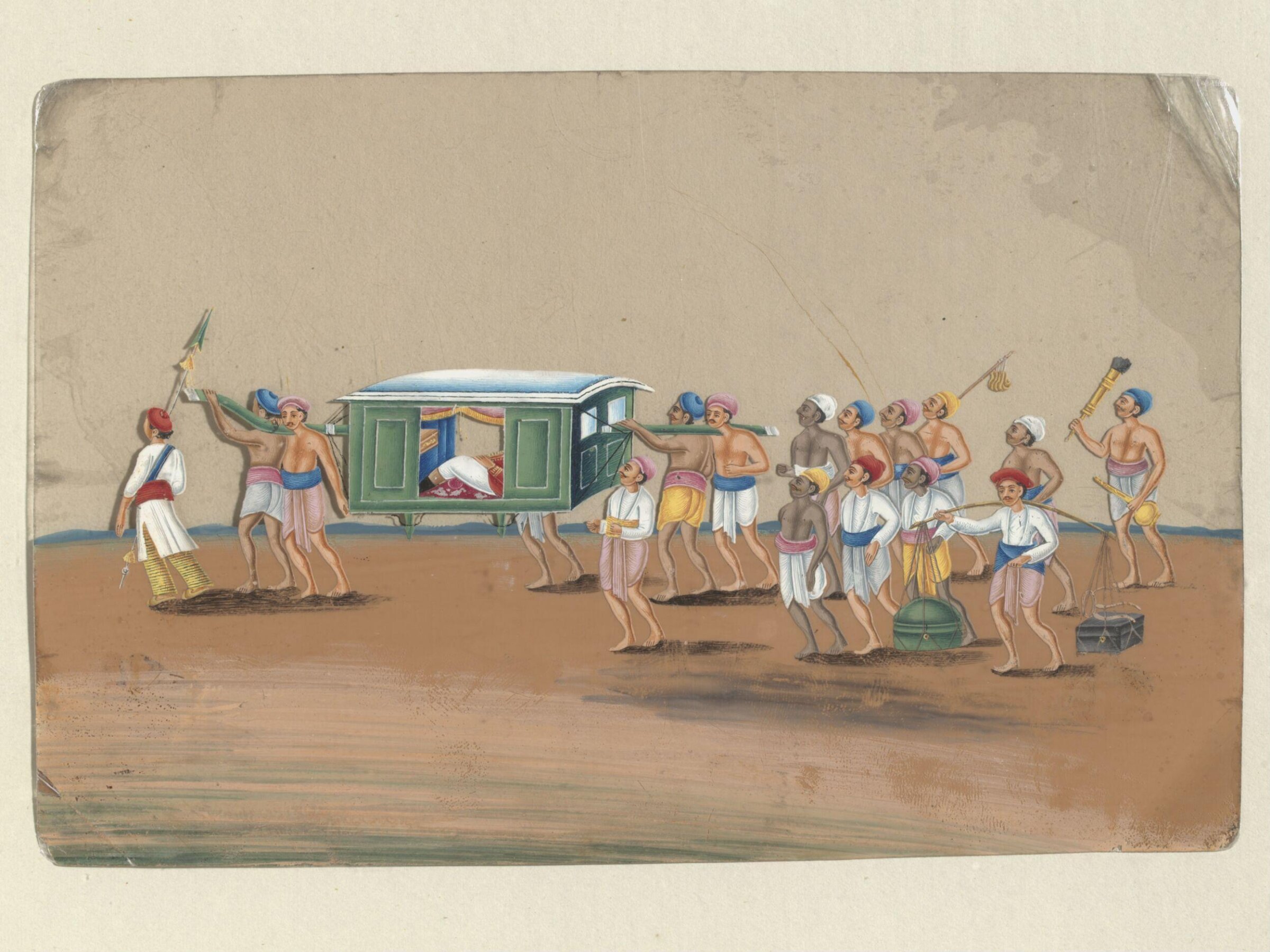 One of two drawings depicting procession scenes in Patna., ca.1860