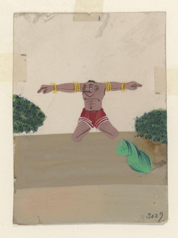 One of twelve paintings of occupations, mainly entertainers.