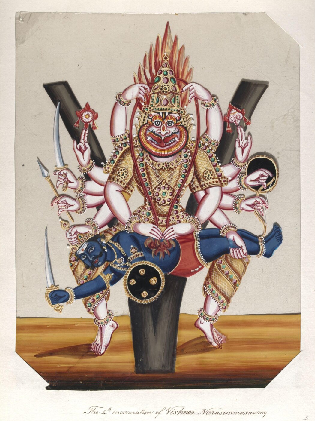 Unknown, One of seventeen mica paintings depicting Hindu deities.