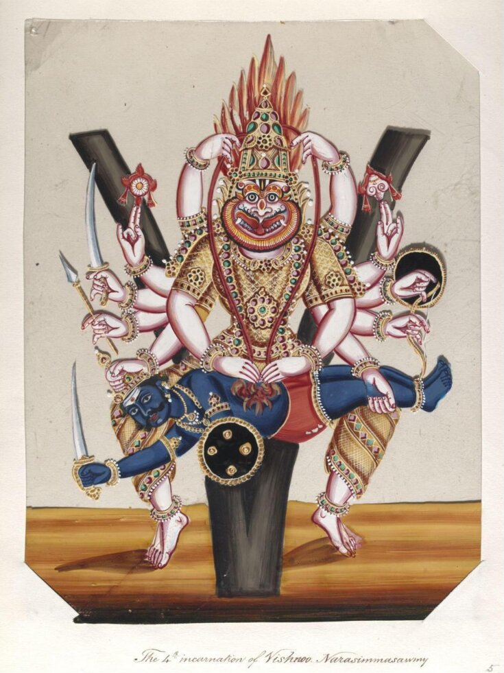 One of seventeen mica paintings depicting Hindu deities. top image