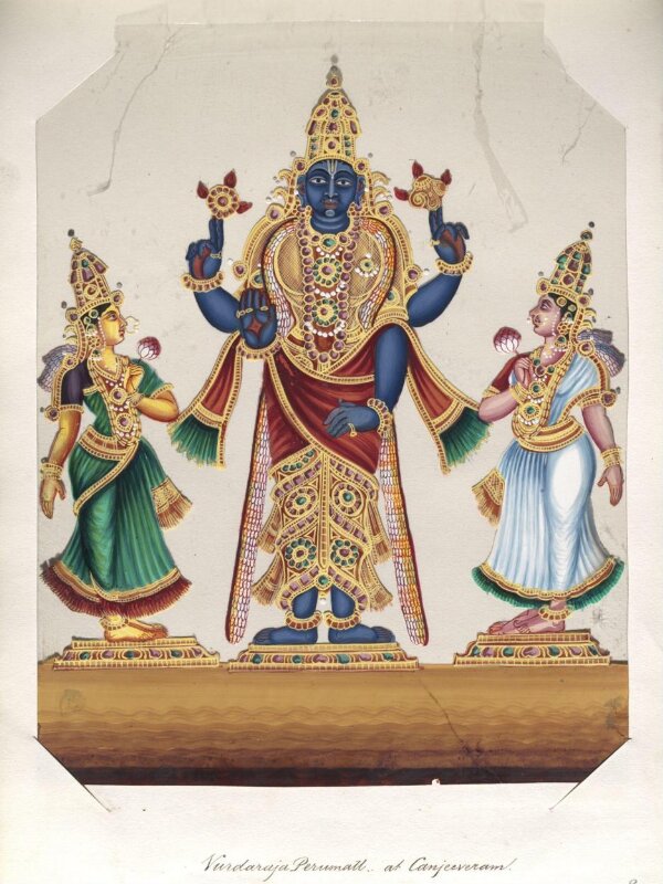 One of seventeen mica paintings depicting Hindu deities.