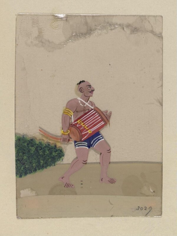 One of twelve paintings of occupations, mainly entertainers.
