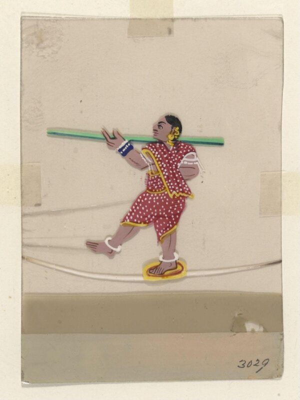 One of twelve paintings of occupations, mainly entertainers.