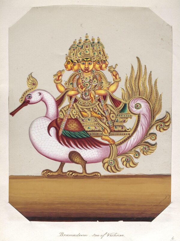 One of seventeen mica paintings depicting Hindu deities.