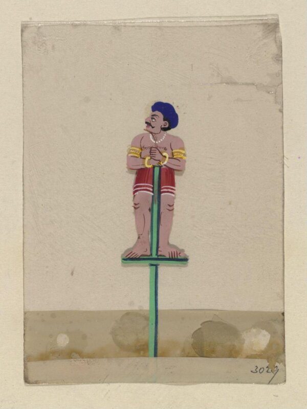 One of twelve paintings of occupations, mainly entertainers.
