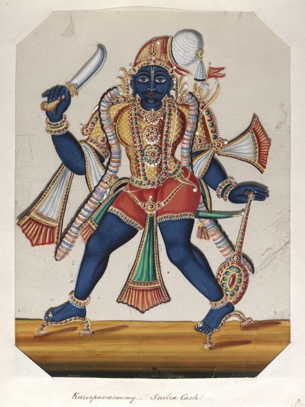 One of seventeen mica paintings depicting Hindu deities.