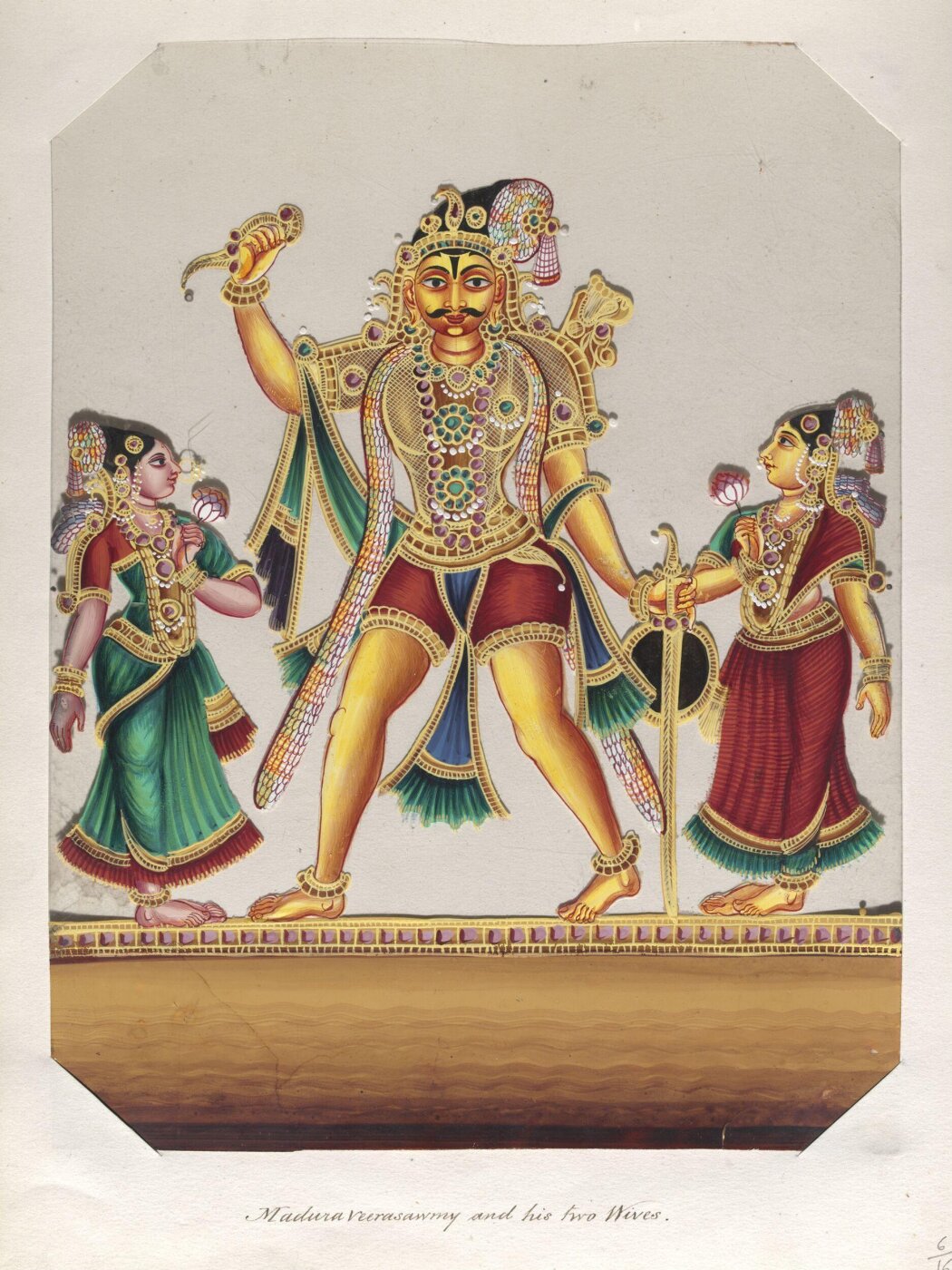 Unknown, One of sixteen mica paintings depicting Hindu deities and festival processions with decorated cars.