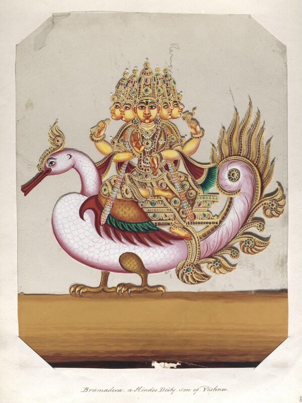 One of sixteen mica paintings depicting Hindu deities and festival ...