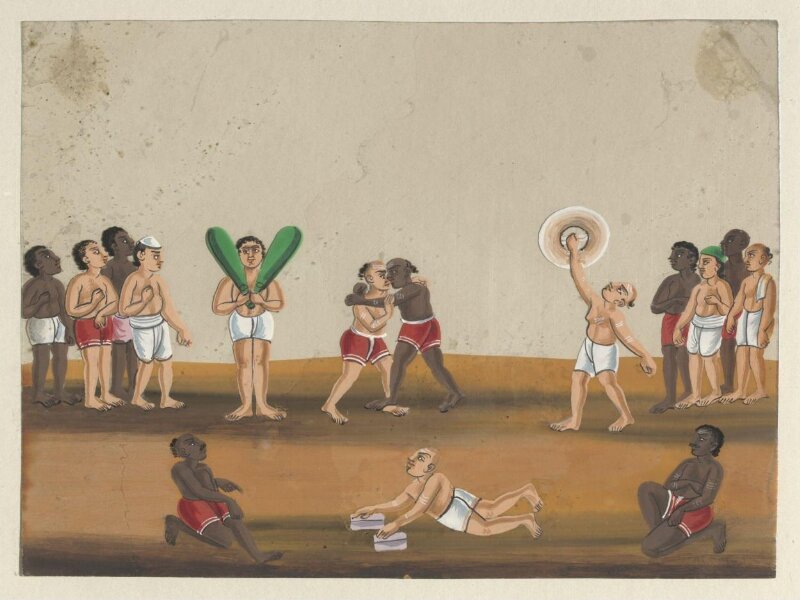 One of eleven paintings depicting schools.