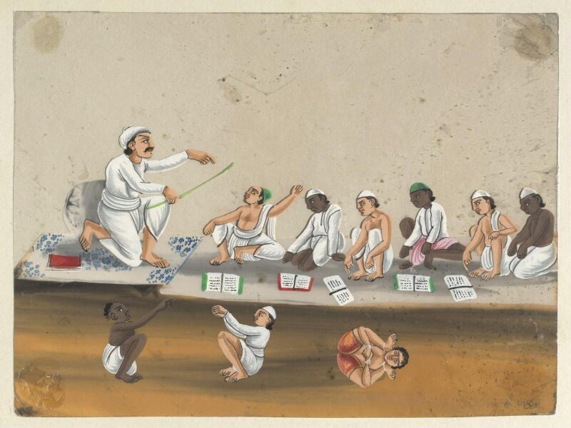 One of eleven paintings depicting schools.