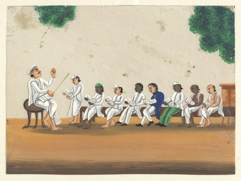 One of eleven paintings depicting schools.