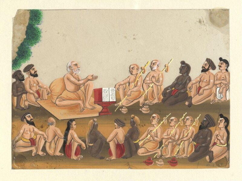 One of eleven paintings depicting schools.
