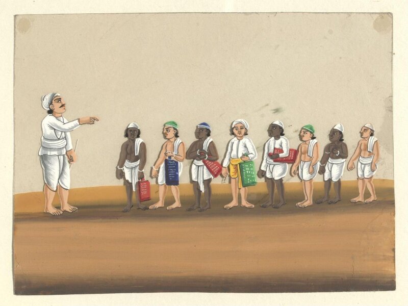 One of eleven paintings depicting schools.