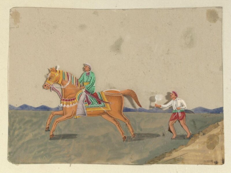 One of eight paintings illustrating modes of transport.