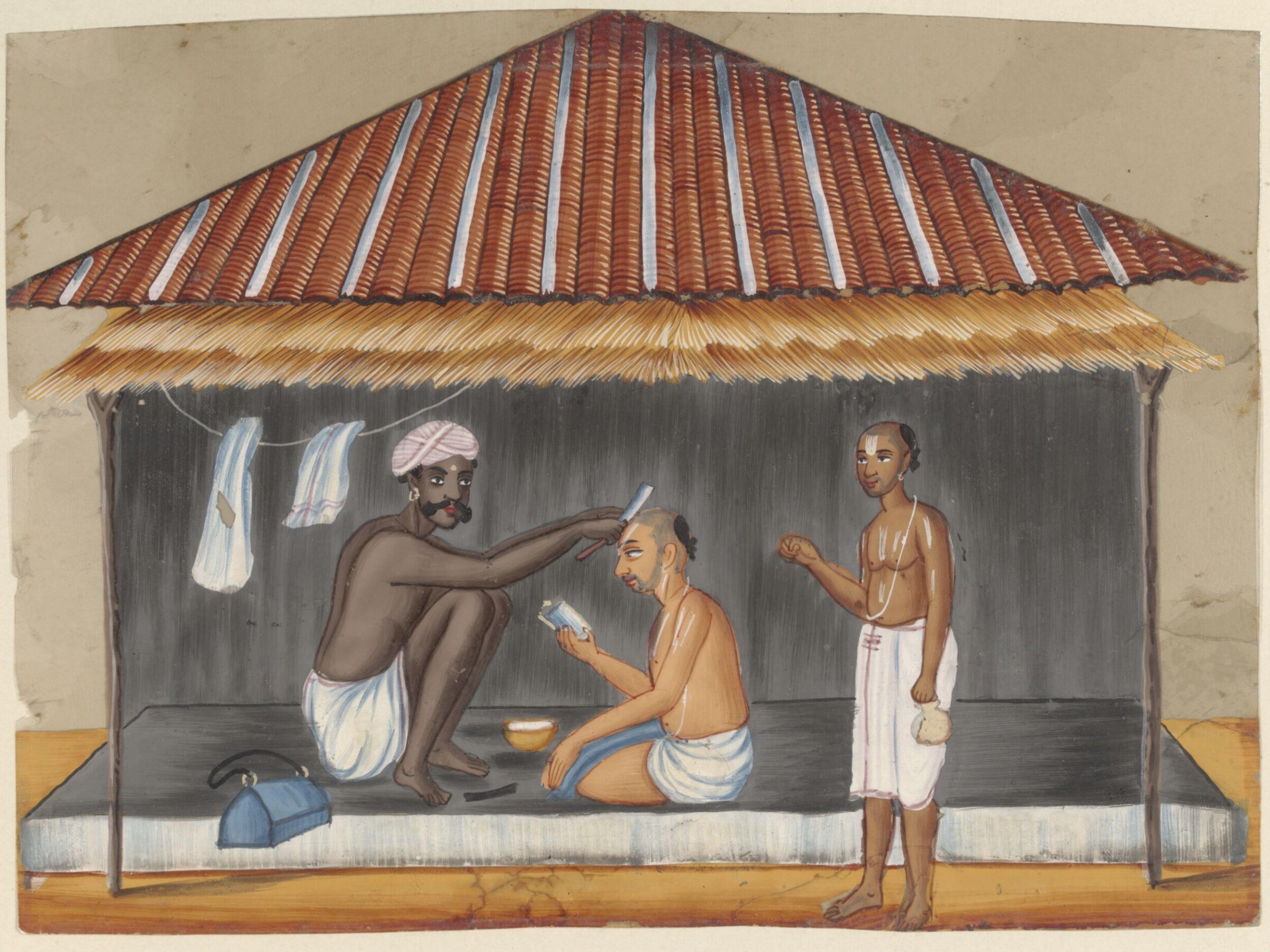 One of eleven paintings depicting craftsmen and their shops., ca. 1860