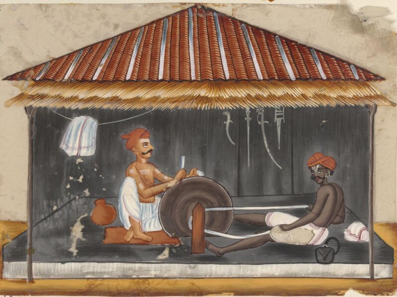 One of eleven paintings depicting craftsmen and their shops.