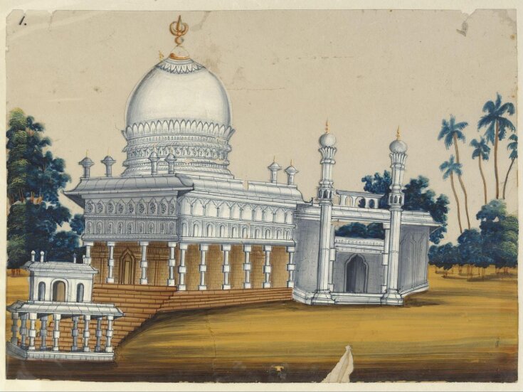 One of seven paintings of unidentified Muslim buildings in South India. top image
