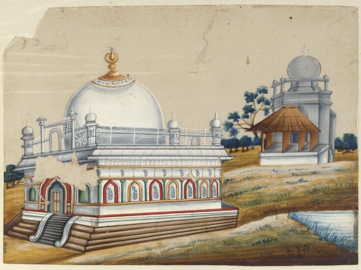 One of seven paintings of unidentified Muslim buildings in South India. top image